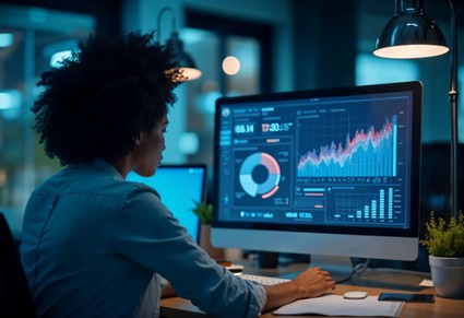Persona utilizando herramientas de business intelligence